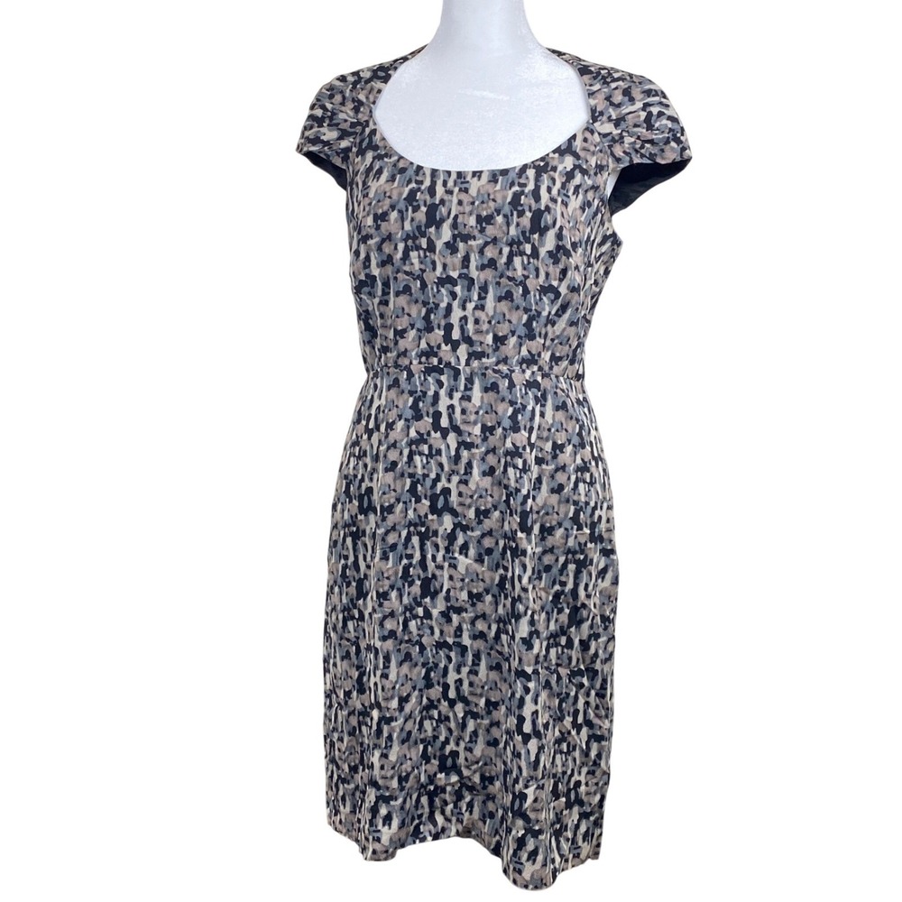 Ann Taylor Womens Size‎ 4 Abstract Animal Print Cap Sleeve Sheath Dress Neutral